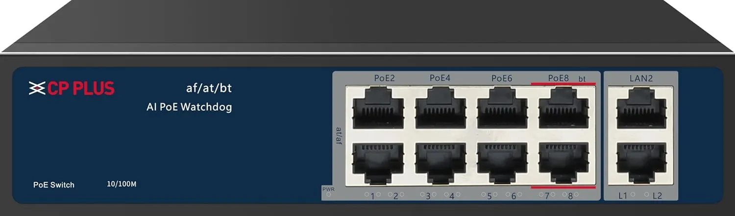 CP PLUS CP-ANW-HPU8H2-N12 8 Port PoE Switch