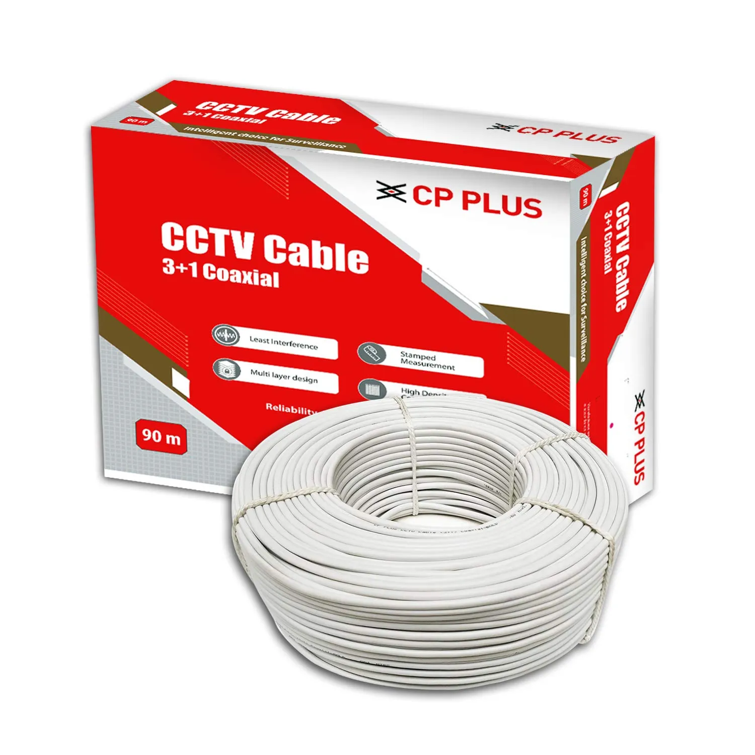 CP PLUS 3+1 Coaxial CCTV Cable 90 Meter White
